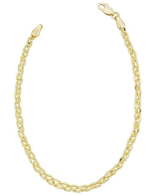 Italian Gold Metallic 14k Triple Bead Link Chain Necklace