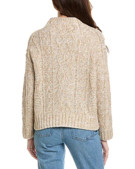 Vince Natural Textured Cable Funnel Wool-Blend Sweater