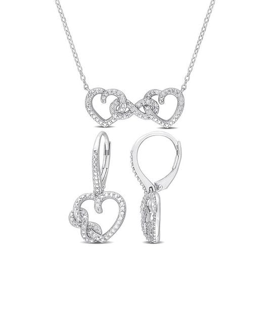 Rina Limor White 0.10 Ct. Tw. Diamond Earrings & Necklace Set