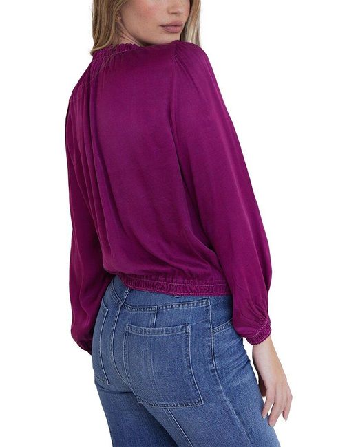 Bella Dahl Purple Smocked Neck Pullover