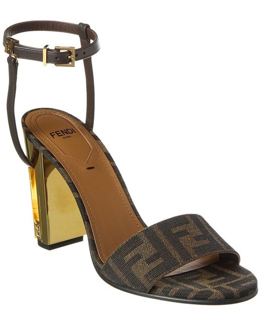 Fendi Brown Delfina Ff & Leather Sandal