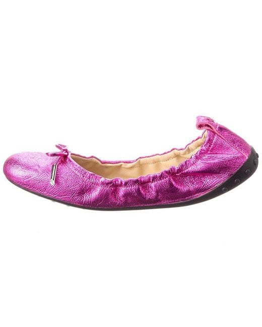 Tod's Pink Leather Ballerina Flat