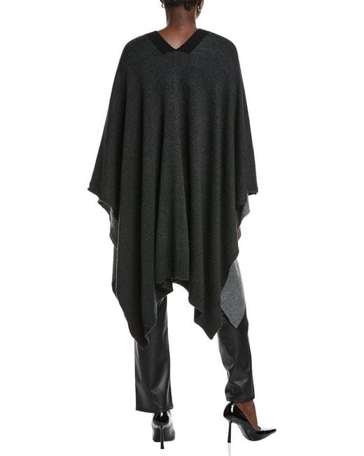 Autumn Cashmere Black Colorblocked Cashmere & Wool-Blend Poncho