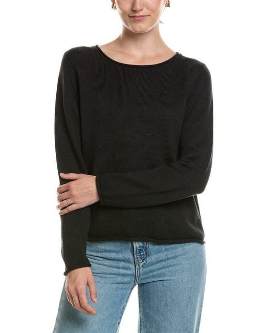 Eileen Fisher Black Jewel Neck Sweater