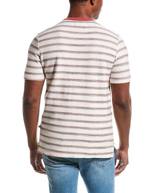 Sol Angeles White Stripe Boucle Slit Crew T-shirt for men