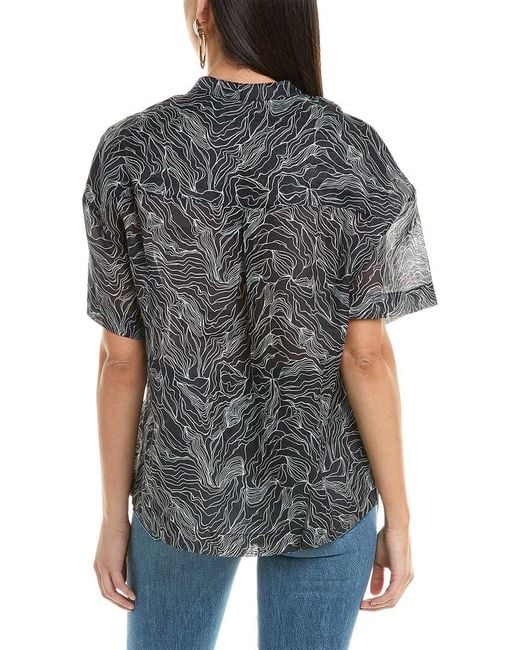 Alpha Studio Black Semi-Sheer Top