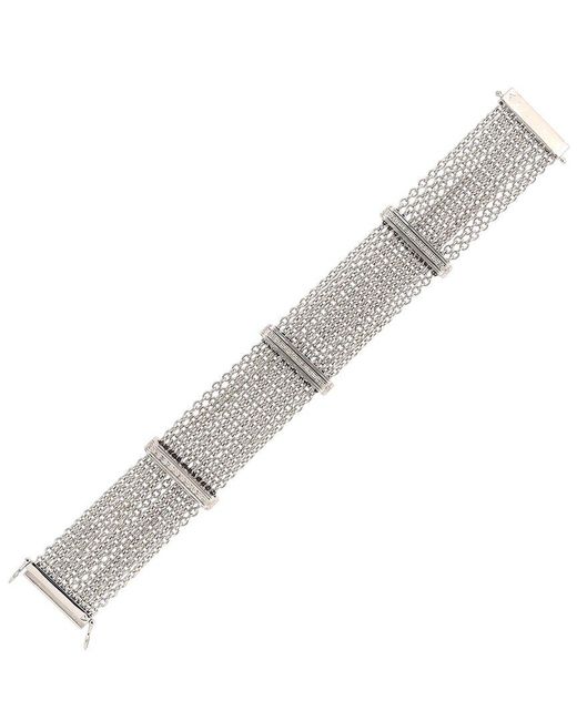 Diamond Select Cuts White Silver & Steel 0.11 Ct. Tw. Diamond Bar Bracelet
