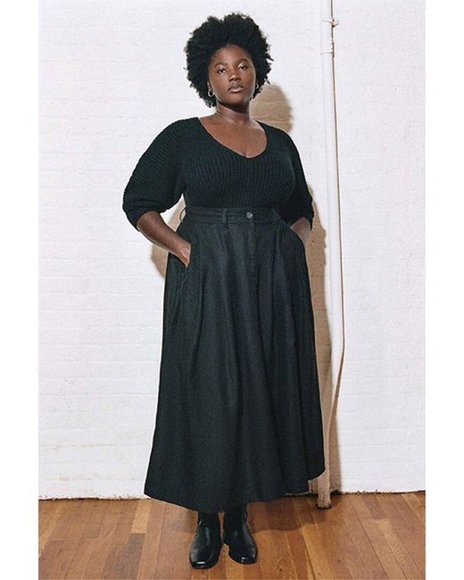 Mara Hoffman Black Tulay Linen-blend Maxi Skirt