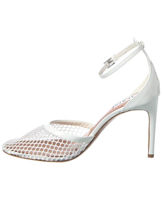 Alaïa White Alaïa High Fishnet Mesh & Leather Pump