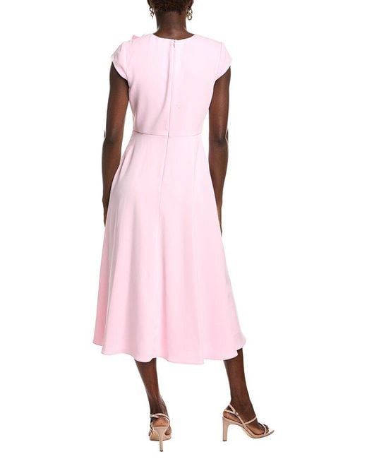 Badgley Mischka Pink Corsage Full Skirt Midi Dress