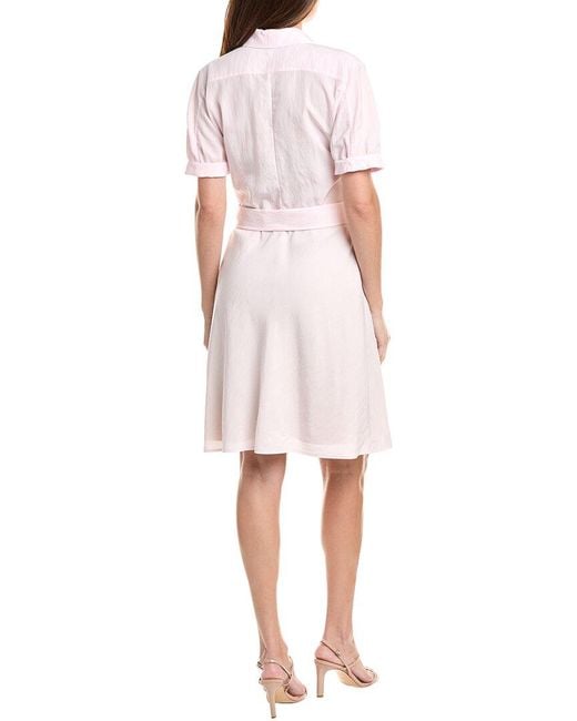 Vince Pink Cuffed Belted Shirtdress
