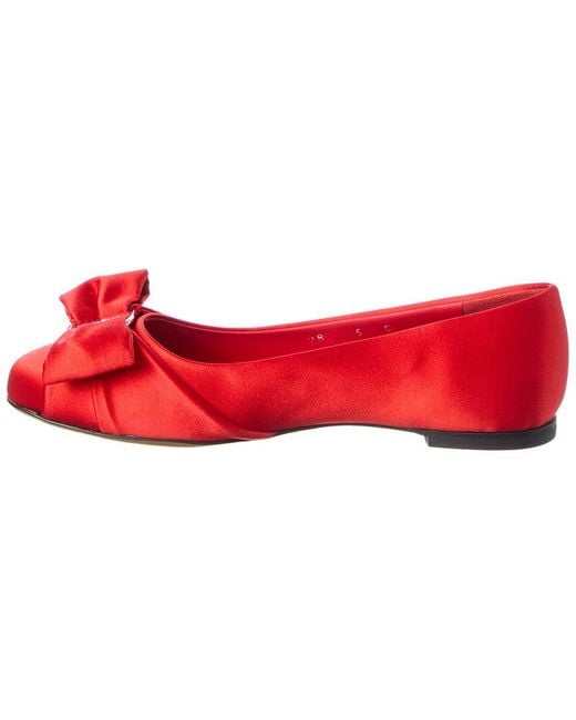 Ferragamo Red Satin Ballrina Flat