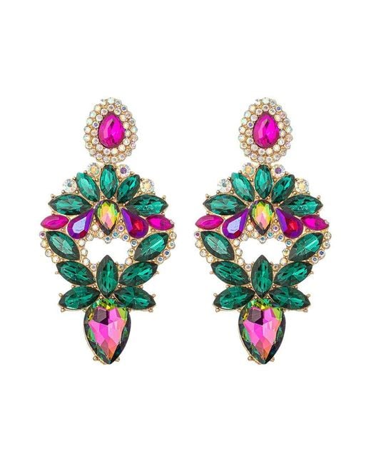 Eye Candy LA Green Cz Daytona Statement Earrings