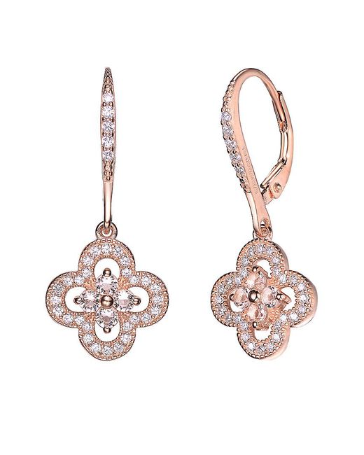 Genevive Jewelry Multicolor 14k Rose Gold Vermeil Cz Drop Earrings