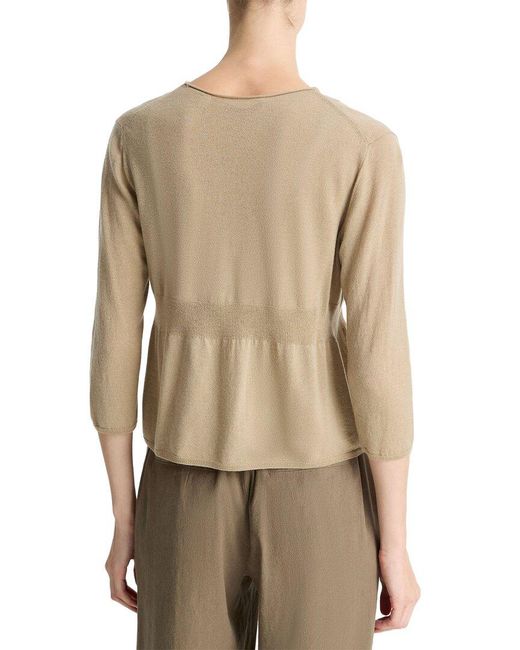 Vince Natural Wool-Blend Ribbed Cardigan