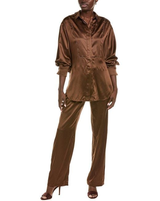 Brunello Cucinelli Brown Silk-blend Jumpsuit
