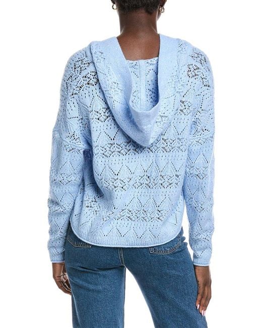 Autumn Cashmere Blue Sequin Pointelle Cashmere-Blend Hoodie