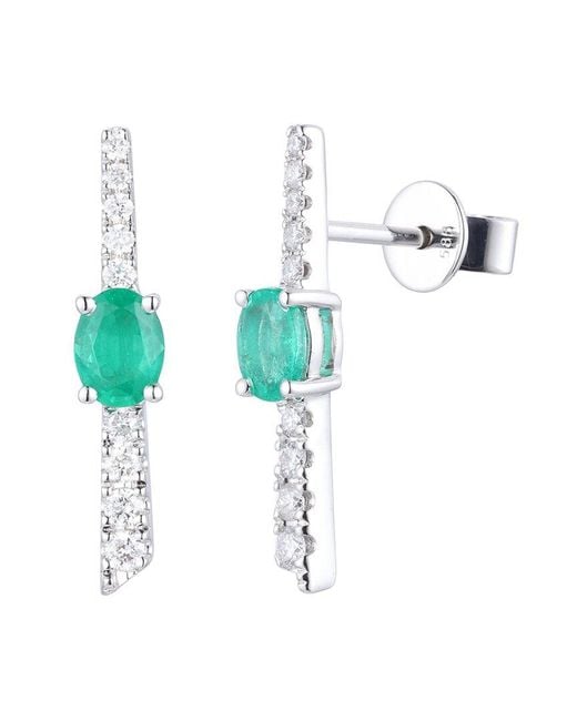 Gregg Ruth White 14K 0.55 Ct. Tw. Diamond & Emerald Earring