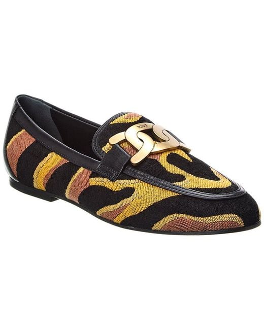 Tod's Black Kate Canvas & Leather Loafer