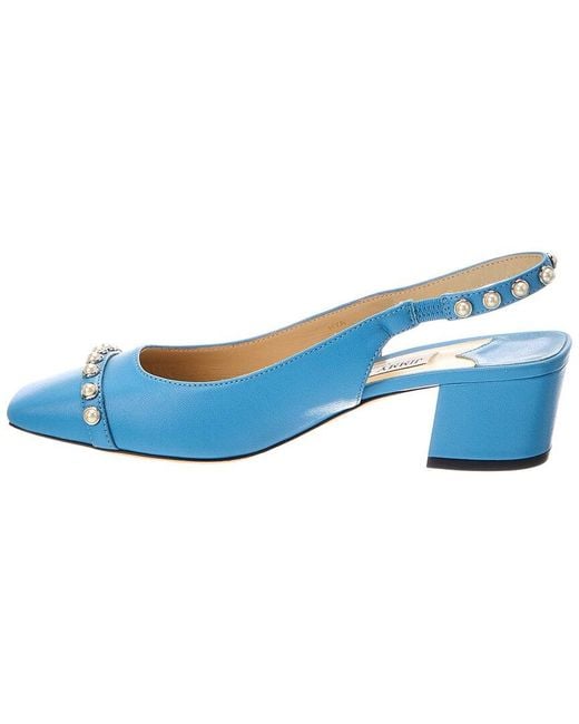 Jimmy Choo Blue Hya 45 Leather Slingback Pump