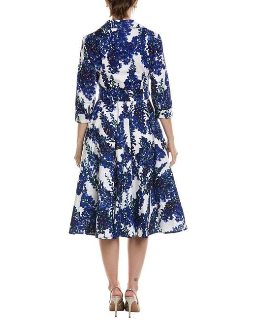 Samantha Sung Blue Amber Wisteria Bloom Midi Shirtdress