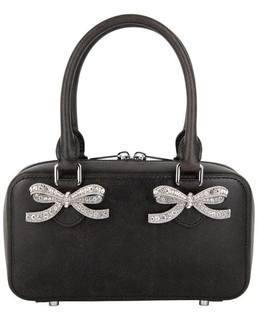 Self-Portrait Black Mini Distressed Leather Tote