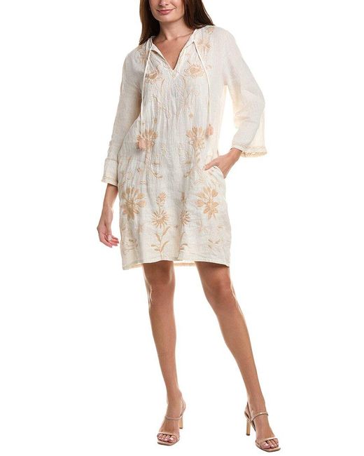 Johnny Was Natural Kimono Sleeve Relaxed Linen Dress