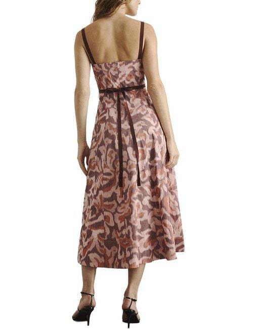 Tanya Taylor Pink Tavia Linen-Blend Midi Dress