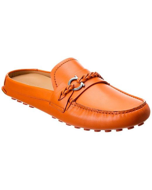Ferragamo Orange Grand Leather Loafer for men