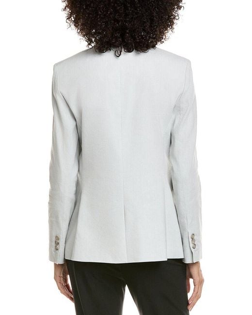 Theory White Classic Linen-Blend Blazer