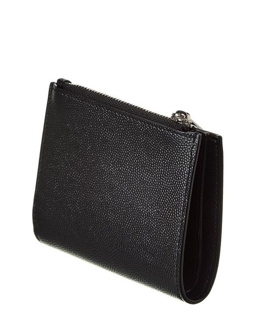 Saint Laurent Black Zipper Leather Card Holder