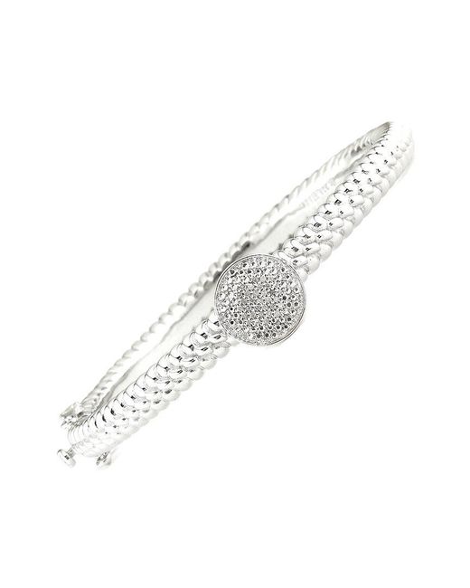 Diamond Select Cuts White Steel 0.1 Ct. Tw. Diamond Charm Bangle Bracelet