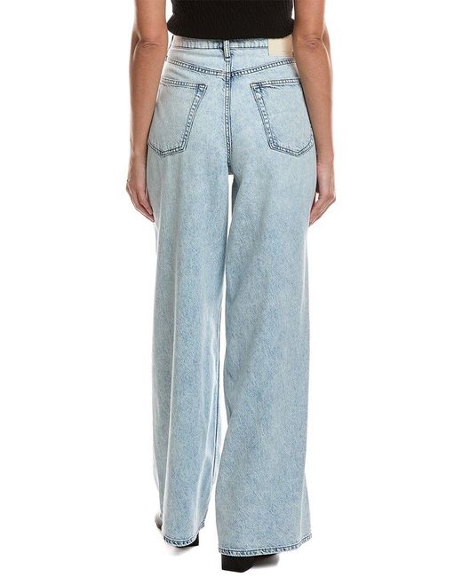 Rag & Bone Blue Featherweight Sofie High-Rise Bellport Full Length Wide Leg Jean