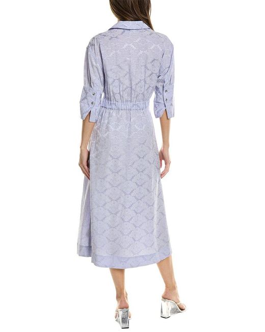 Ganni Blue Jacquard Wrap Dress