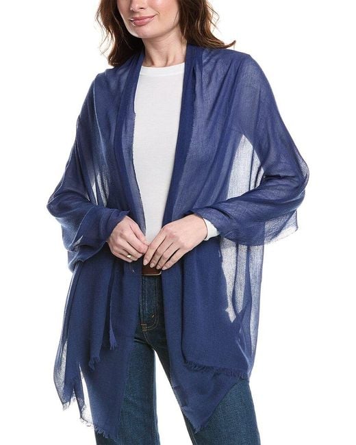 Bruno Magli Blue Cashmere-Blend Crinkle Wrap