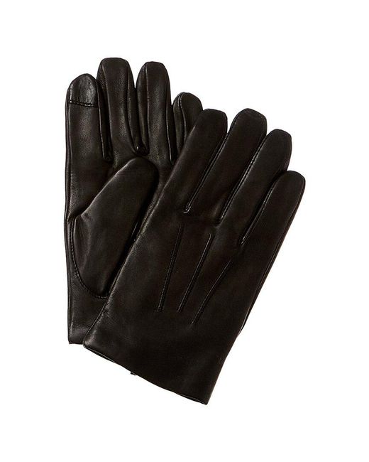Black Brown 1826 Black 3 Point Basic Cashmere-lined Leather Tech Gloves for men