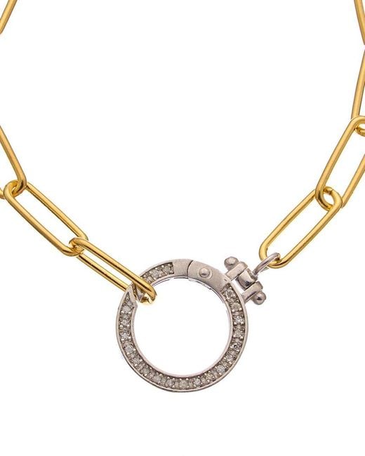 Meshmerise Metallic 18k Over Silver 0.15 Ct. Tw. Diamond Link Toggle Bracelet