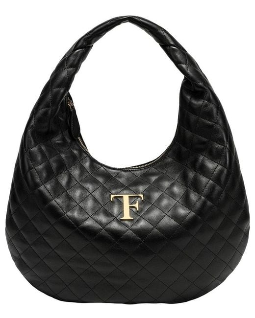 Tiffany & Fred Paris Black Quilted Sheepskin Hobo