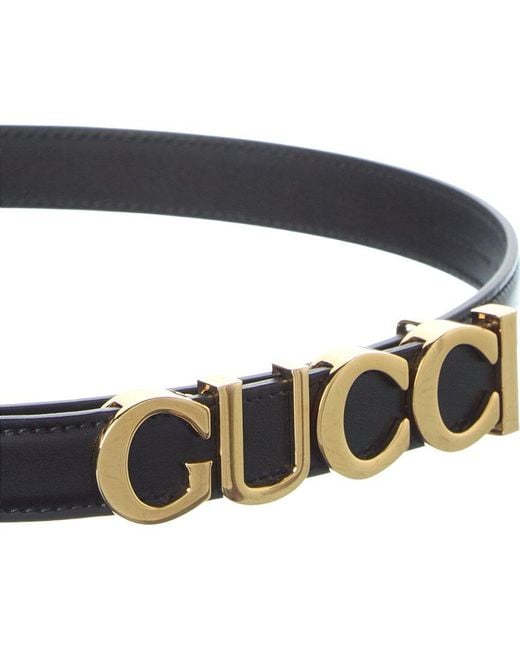 Gucci Black Buckle Thin Leather Belt