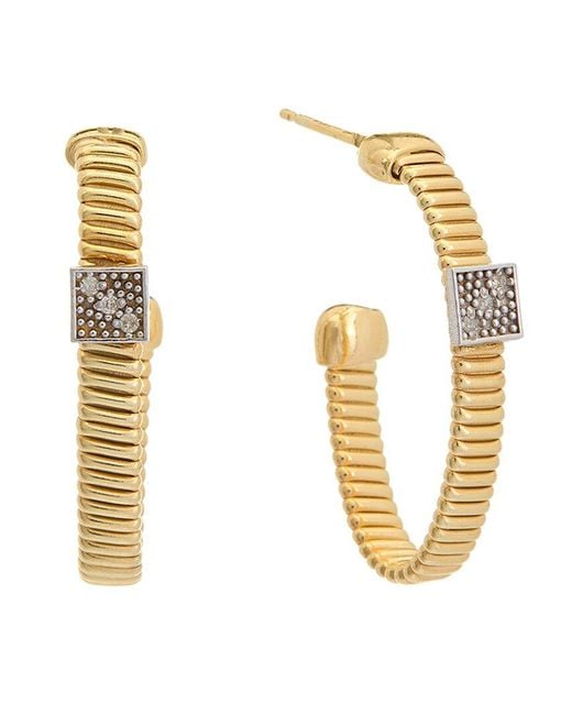 Meshmerise Metallic 18k Gold Over Silver 0.06 Ct. Tw. Diamond Earrings