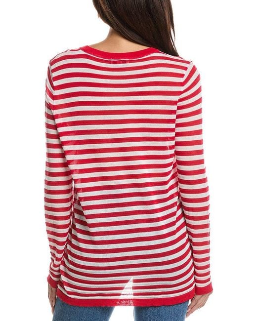 Estellina Red Knit Striped Top