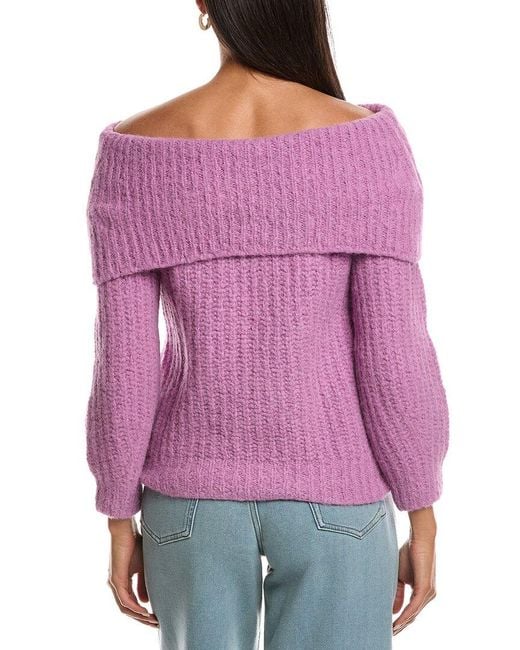 Nation Ltd Purple Serena Off-Shoulder Alpaca-Blend Sweater