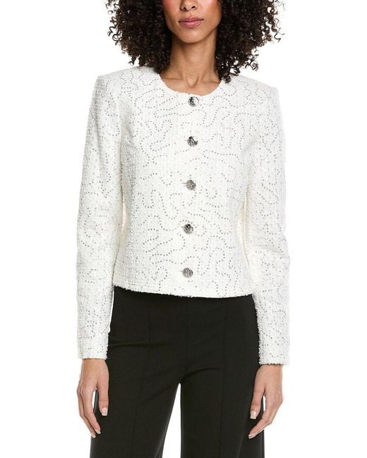 Karl Lagerfeld White Allover Sequin Jacket