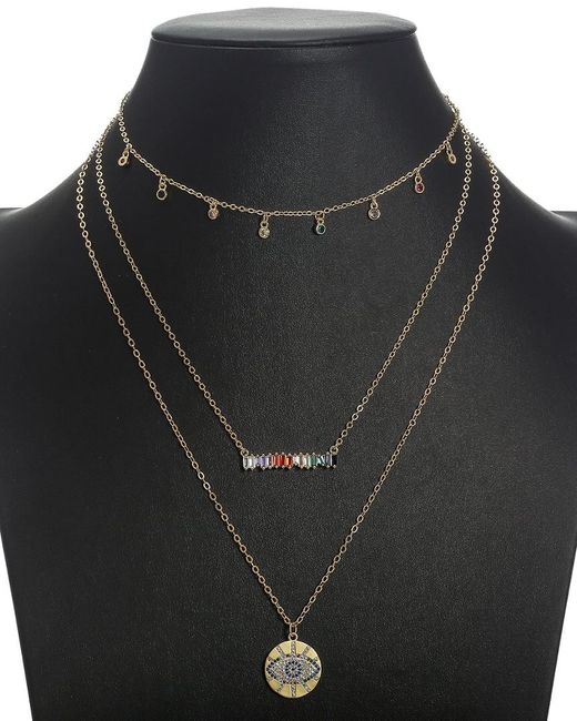 Eye Candy LA Black Luxe Collection Silver Cz 3pc Dangle Drop Necklace Set