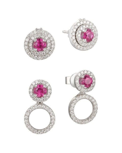 Gregg Ruth Pink 14K 0.86 Ct. Tw. Diamond & Ruby Two Way Earring