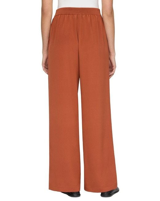Lafayette 148 New York Orange Plus Knit Waist Riverside Silk-Blend Wide Leg Pant