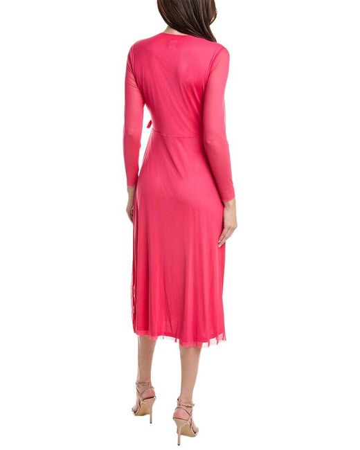 Anne Klein Pink Mesh Midi Wrap Dress