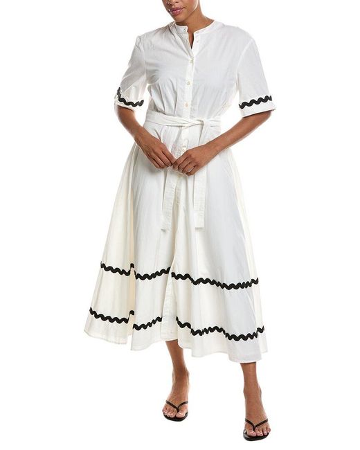 Officine Generale White Nadia Poplin Ribbon Dress