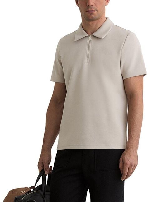 Reiss Gray Lord Interlock Half Zip Top for men