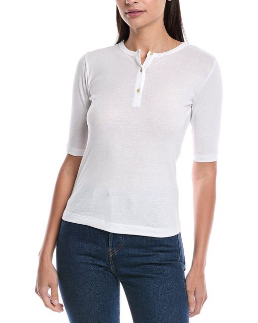 Vince White Elbow-Sleeve Henley